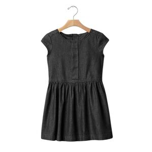 GAP Kids Box Pleat Black Denim Chambray Dress M 8-9